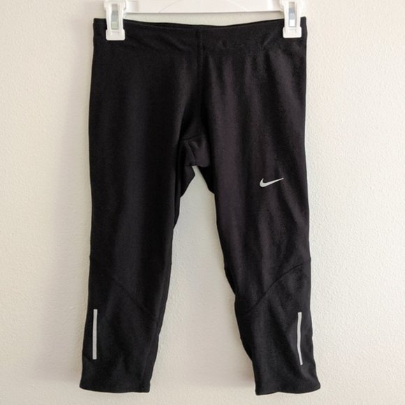 NWOT Nike Dri Fit Tech Capri Black Running Pant Women Size Extra Small - Picture 2 of 6